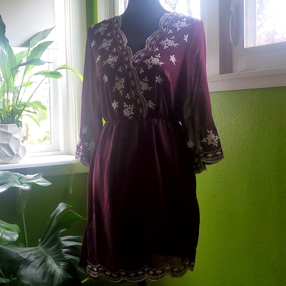 Iris ~ Plum Embroidered Midi